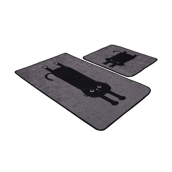 Juodos spalvos/pilkos spalvos vonios kilimėliai 2 vnt. 60x100 cm Comfort – Foutastic-image-3