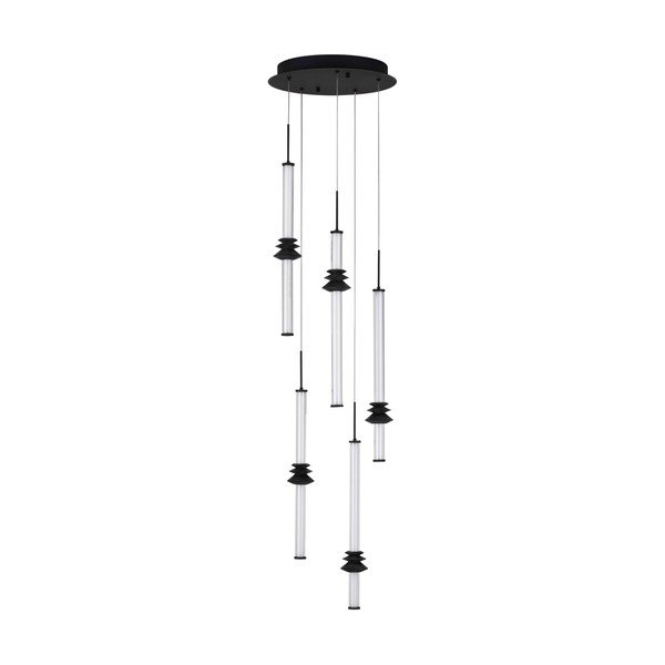Matinės juodos spalvos iš keramikos kabantis šviestuvas LED su pritemdymo funkcija ø 35 cm su gaubtu iš akrilo stiklo Stalactite – Nova Luce