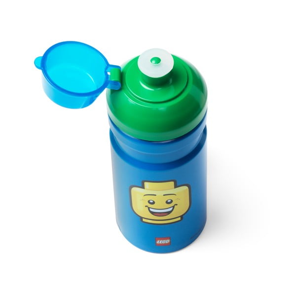 Mėlynas vandens buteliukas su žaliu dangteliu LEGO® Iconic, 390 ml-image-1