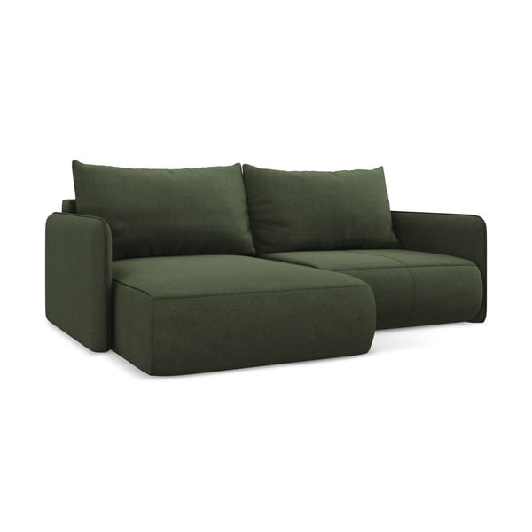 Žalios spalvos sulankstoma/su sandėliavimo vieta kampinė sofa (su kairiuoju kampu) Nanea – Makamii-image-3