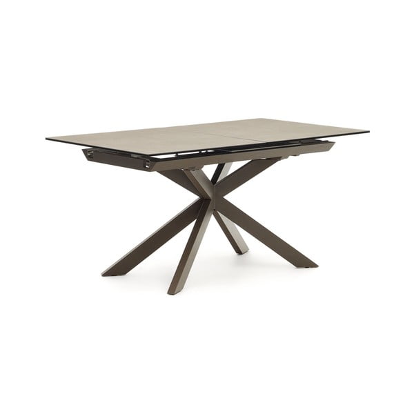 Iš keraminės plokštės prailginamas valgomojo stalas rudos spalvos 90x160 cm Atminda – Kave Home
