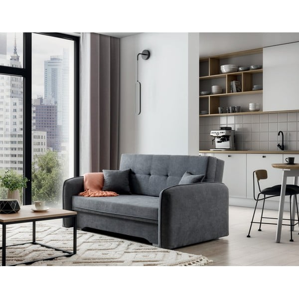 Pilkos spalvos iš šenilinio audinio sulankstoma/su sandėliavimo vieta sofa 155 cm Laine – ELTAP-image-3