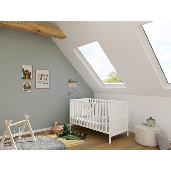 Baltos spalvos iš medienos masyvo vaikiška lovelė 70x140 cm Alkmaar – Germania-image-1