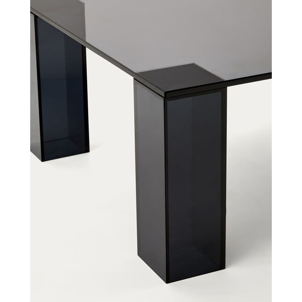 Tamsiai pilkos spalvos iš stiklo kavos staliukas 60x140 cm Adularia – Kave Home-image-3