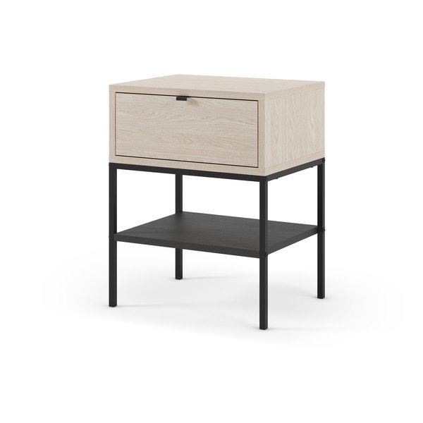 Šviesios natūralios spalvos matinis naktinis staliukas su lentynomis Sali – Marckeric-image-4