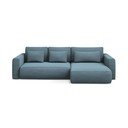 Šviesiai mėlynos spalvos sulankstoma/su sandėliavimo vieta kampinė sofa (su dešiniuoju kampu/su gultu) Kapua – Makamii