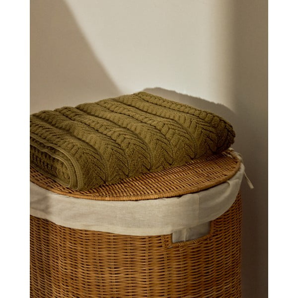 Žalios spalvos iš frote audinio iš medvilnės rankšluostis 30x50 cm Rune – Kave Home-image-1