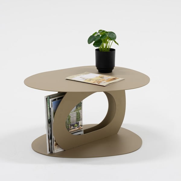 Smėlio spalvos iš metalo kavos staliukas 55x66 cm Tonda – Spinder Design-image-1