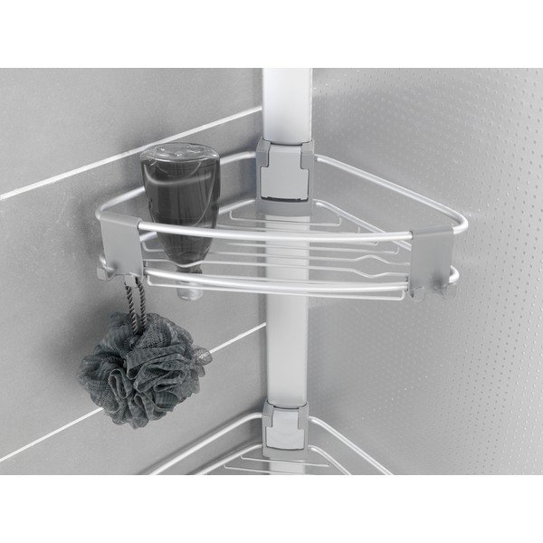 Teleskopinė matinės sidabrinės spalvos iš aliuminio vonios lentyna Purio – Wenko-image-2