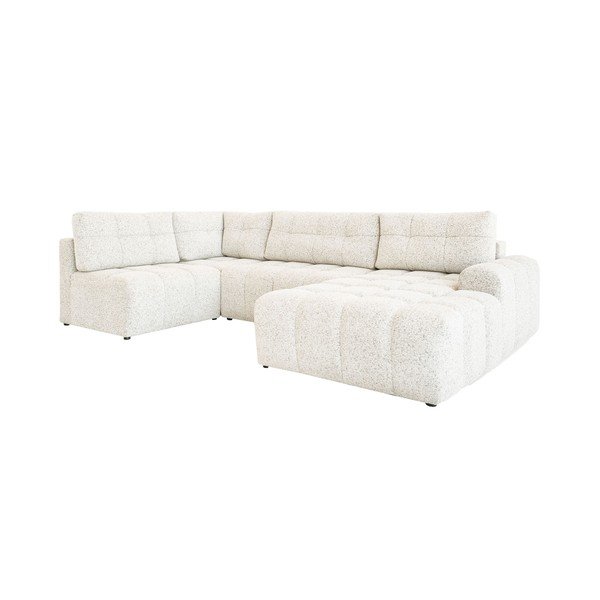 Kreminės spalvos sulankstoma/su sandėliavimo vieta modulinė kampinė sofa (su kairiuoju kampu) Lulu – Miuform