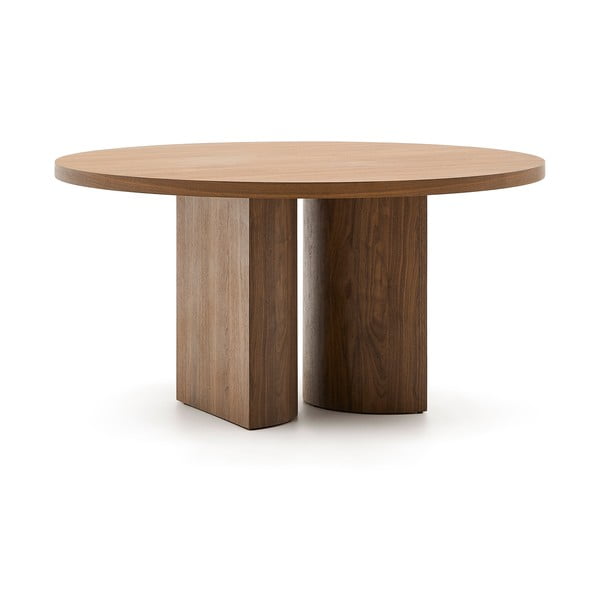 Apvalios formos valgomojo stalas su riešutmedžio dekoro stalviršiu ø 150 cm Nealy – Kave Home