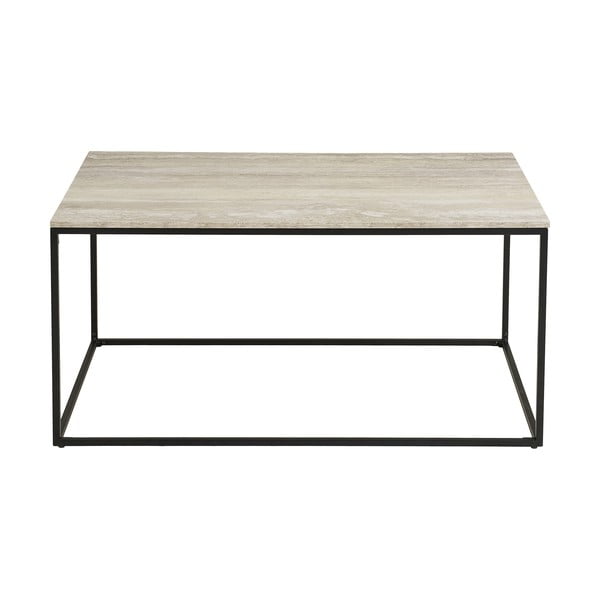 Juodos spalvos/smėlio spalvos kavos staliukas su akmens dekoru 60x90 cm Vita – House Nordic-image-2