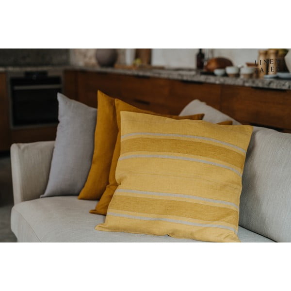 Iš lino dekoratyvinis pagalvės užvalkalas 50x50 cm Amber Bronze Stripes – Linen Tales-image-4