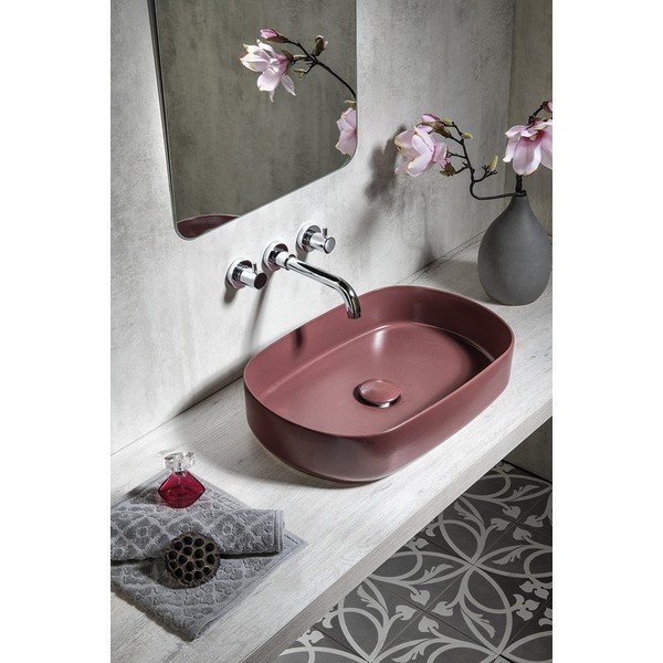 Ovalo formos bordo spalvos keraminis praustuvas Sapho Infinity, 55 x 36 cm-image-2