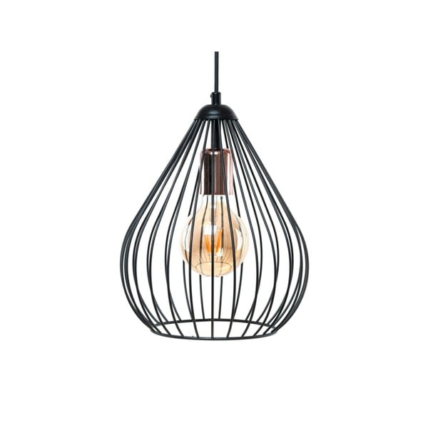 Juodos spalvos kabantis šviestuvas ø 24 cm su metaliniu gaubtu Fasah – Opviq lights-image-2