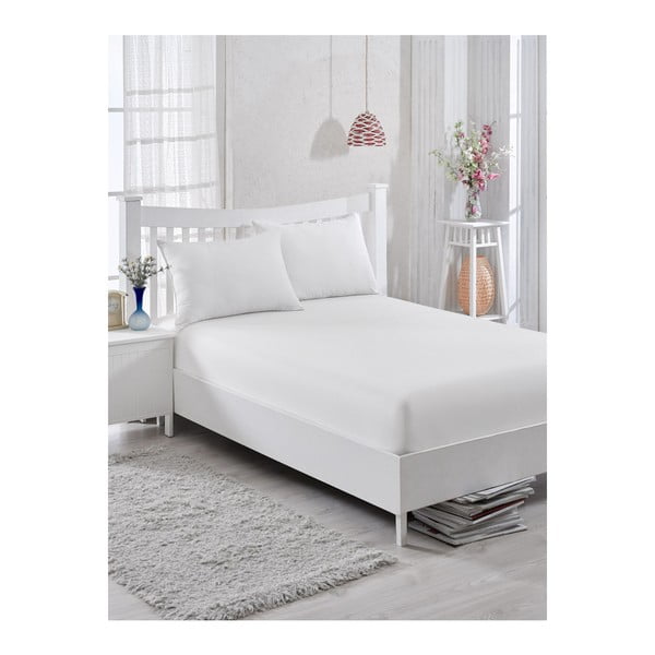 Balta neelastinga medvilninė paklodė dvigulei lovai "Purreo Muneco", 160 x 200 cm