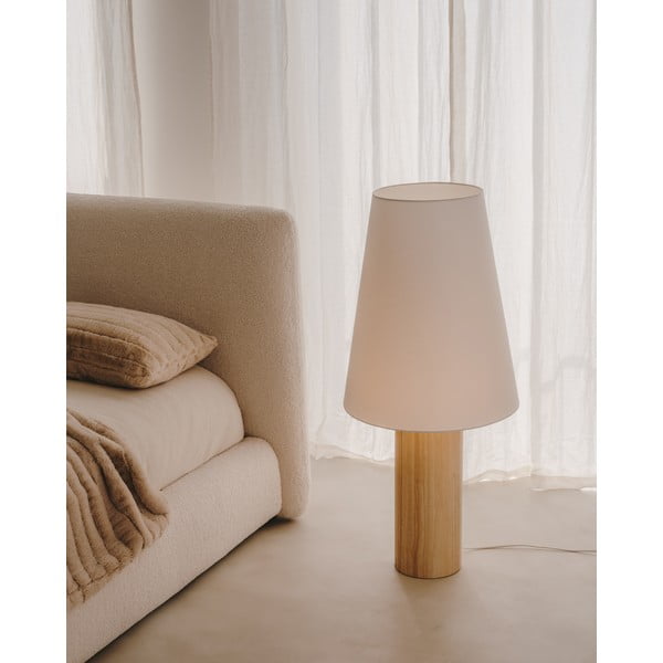 Baltos spalvos/natūralios spalvos pastatomas šviestuvas (aukštis 110 cm) su tekstiliniu gaubtu Marga – Kave Home-image-1