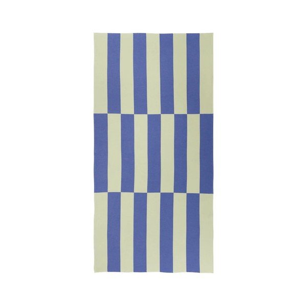 Šviesiai geltonos spalvos/mėlynos spalvos iš medvilnės paplūdimio rankšluostis 100x160 cm Su – noo.ma