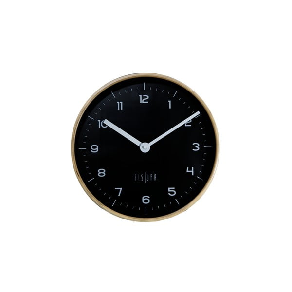 Juodas sieninis laikrodis Fisura Reloj Pared Woody Negro, ⌀ 30 cm