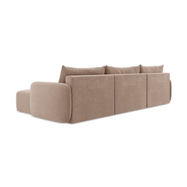 Šviesiai rudos spalvos sulankstoma/su sandėliavimo vieta kampinė sofa Kalena – Makamii-image-4
