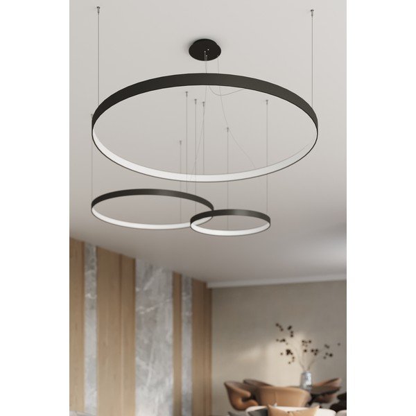 Juodos spalvos iš aliuminio kabantis šviestuvas LED ø 78 cm RIO – Thoro-image-2