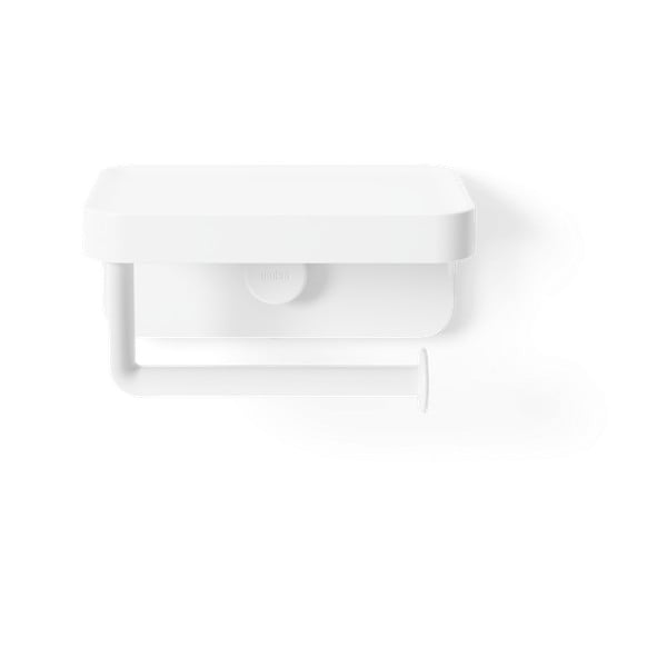 Klijuojamas laikiklis tualetiniam popieriui iš perdirbto plastiko baltos spalvos Flex Adhesive – Umbra