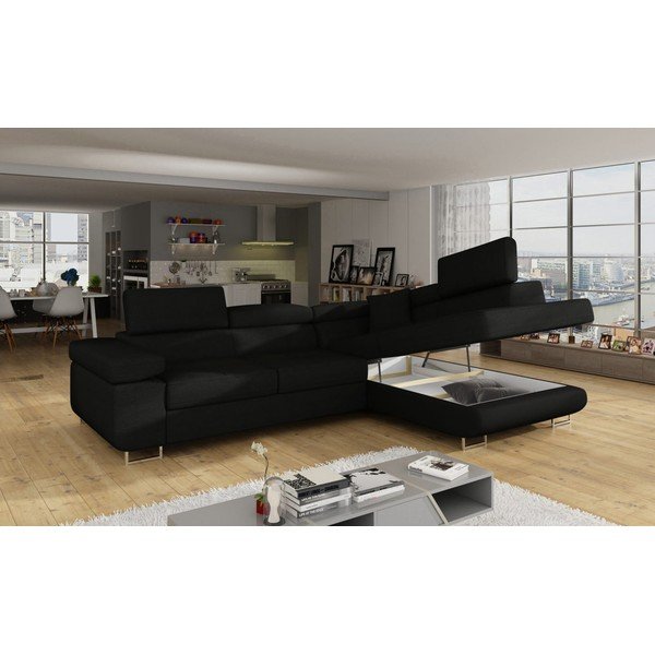 Juodos spalvos sulankstoma/su sandėliavimo vieta kampinė sofa (su dešiniuoju kampu/„L“ formos) Anton – ELTAP-image-4