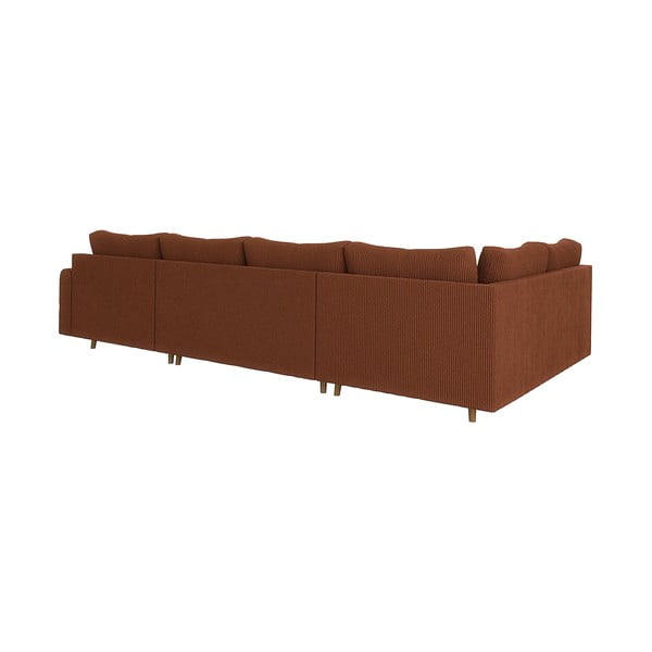 Raudonos plytų spalvos iš kordinio velveto kampinė sofa (su dešiniuoju kampu) Ariella – Ropez-image-2