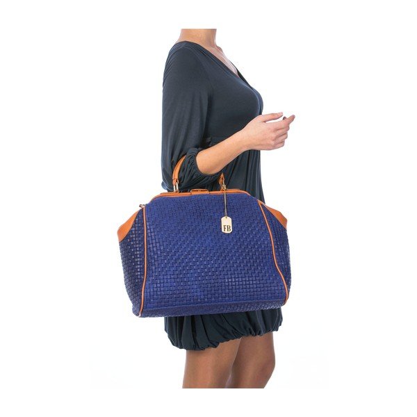 Odinė rankinė Federica Bassi Braid Blue-image-3
