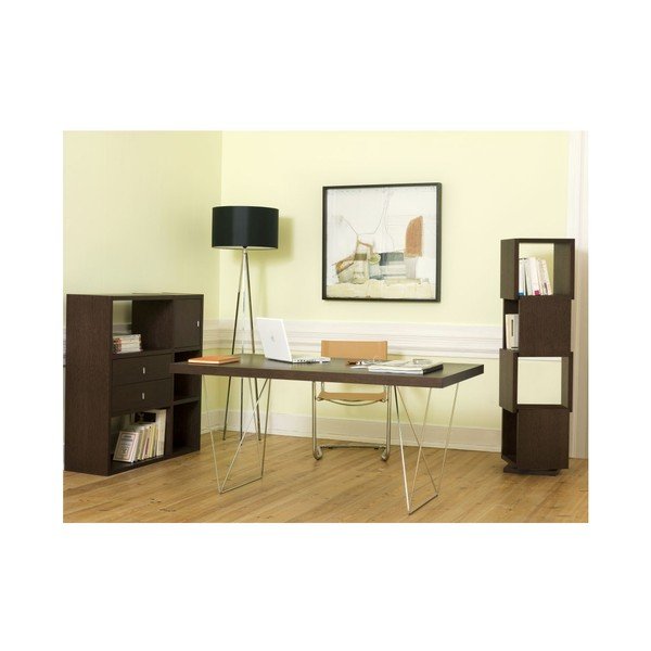 TemaHome Tamsaus medžio dekoro rotacinė knygų spinta-image-1