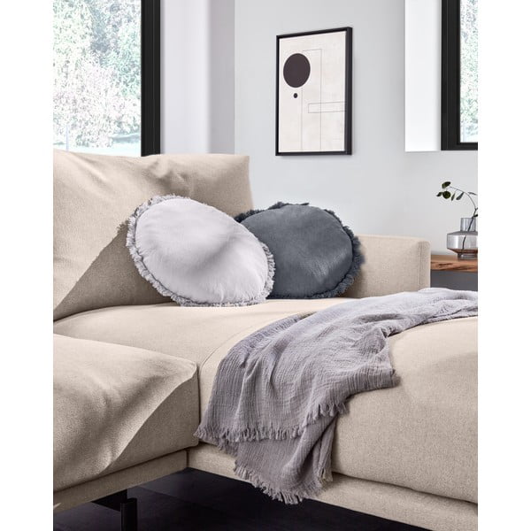 Pilkos spalvos pagalvės užvalkalas Kave Home Clarice, skersmuo 45 cm-image-3