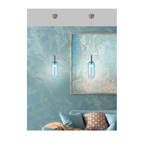 Mėlynos spalvos kabantis šviestuvas LED ø 13 cm su stiklo gaubtu Fiuggi – Candellux Lighting-image-4
