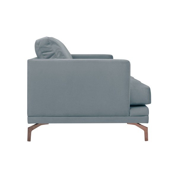 "Windsor & Co Sofos Jupiter" pilka trivietė sofa su aukso spalvos kojų atrama-image-2