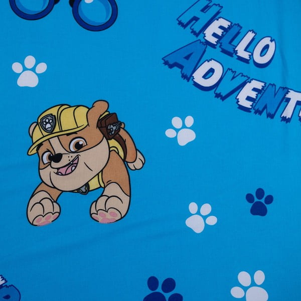 Mėlynos spalvos iš medvilnės viengulė vaikų patalynė su guma 90x200 cm Paw Patrol – Jerry Fabrics-image-2