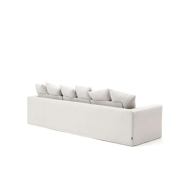 Baltos spalvos iš lino sofa 340 cm Nora – Kave Home-image-3
