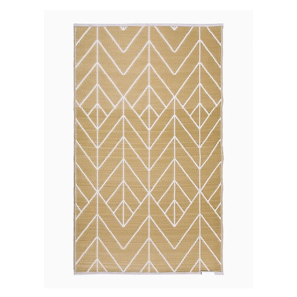 Smėlio ir aukso spalvos dvipusis lauko kilimas iš perdirbto plastiko Fab Hab Sydney, 90 x 150 cm-image-1