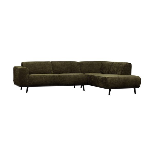 Tamsiai žalios spalvos iš kordinio velveto kampinė sofa (su dešiniuoju kampu/„L“ formos) Statement – WOOOD-image-1