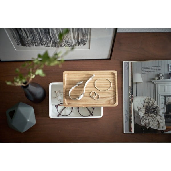 Baltos spalvos daiktadėžė su dangčiu 18,5x12,5x7 cm Rin – YAMAZAKI-image-1