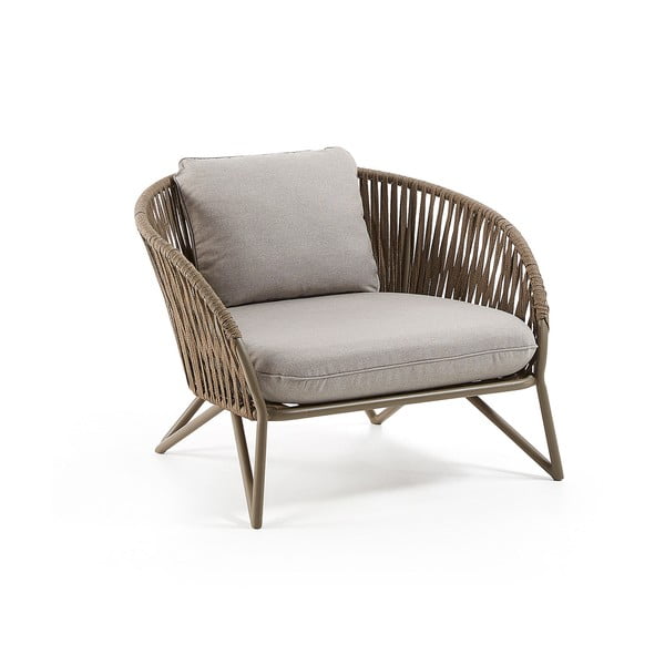 Šviesiai pilkos spalvos/rudos spalvos metalinis sodo krėslas Branzie – Kave Home