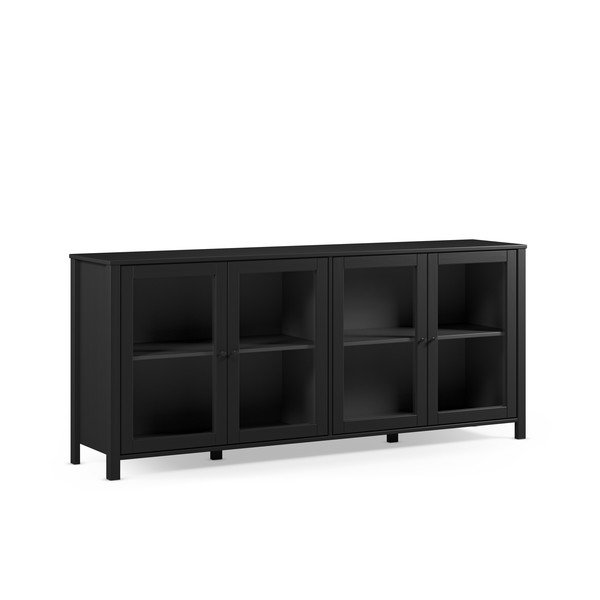 Juodos spalvos iš pušies masyvo vitrina 186x80x40 cm Alessandra – Marckeric