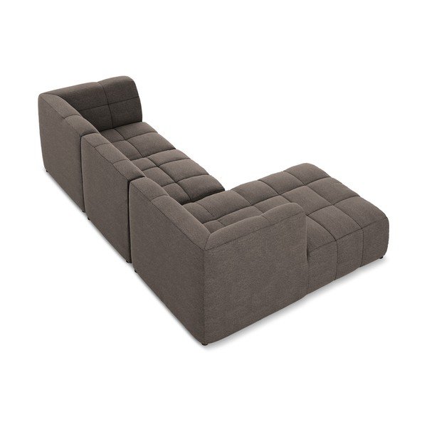 Rudos spalvos kampinė sofa iš boucle (su kairiuoju kampu/su gultu) Aloha – Makamii-image-4