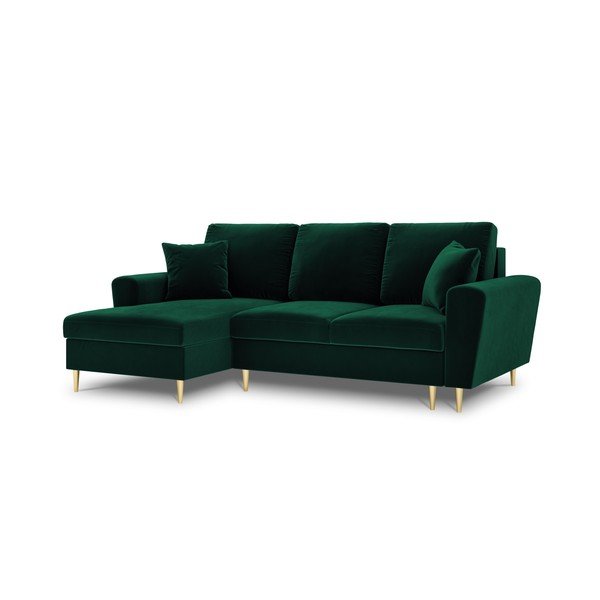 Žalios spalvos iš velveto sulankstoma/su sandėliavimo vieta kampinė sofa (su kairiuoju kampu/su gultu) Kyoto – Cosmopolitan Design-image-4