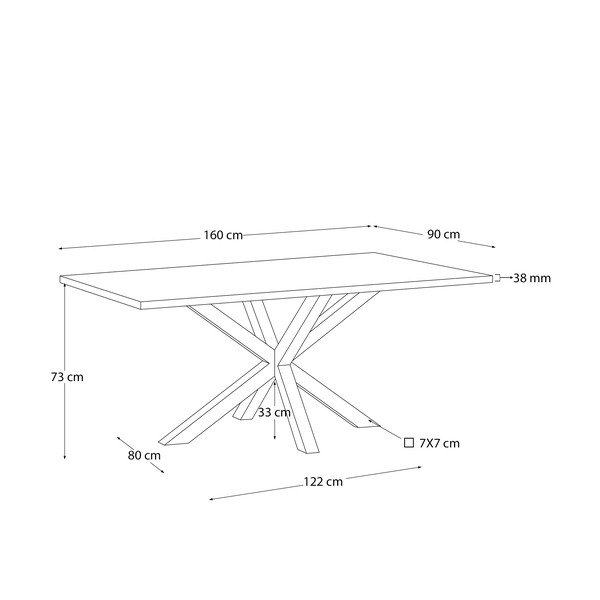 Valgomojo stalas su ąžuolo dekoro stalviršiu 90x160 cm Argo – Kave Home-image-2