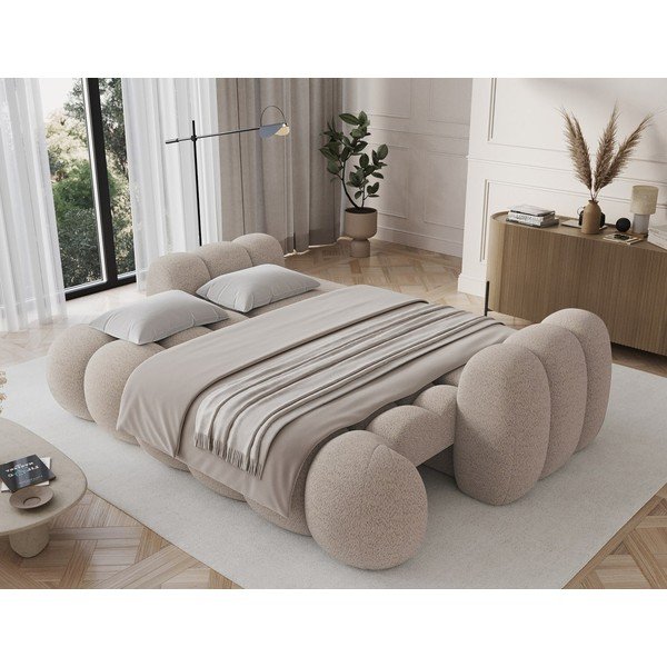 Smėlio spalvos sulankstoma sofa iš boucle 256 cm Cotonn – ELTAP-image-3