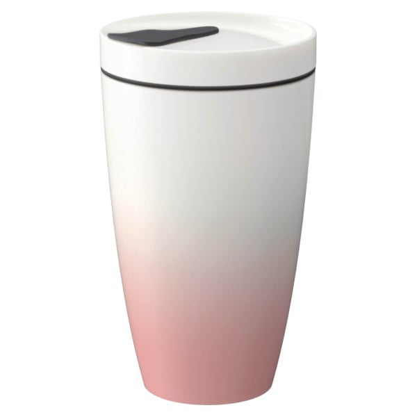 Rožinės ir baltos spalvos porcelianinis kelioninis termopuodelis Villeroy & Boch Like To Go, 350 ml-image-1