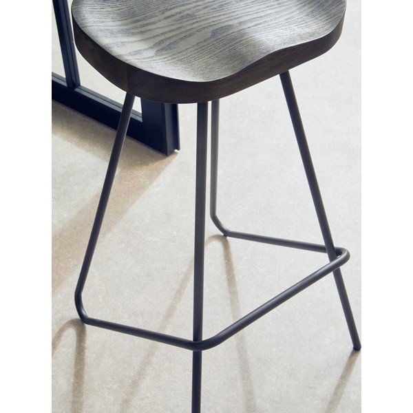 Juodos spalvos/natūralios spalvos iš guobos masyvo baro taburetė (sėdynės aukštis 78 cm) District – Premier Housewares-image-3