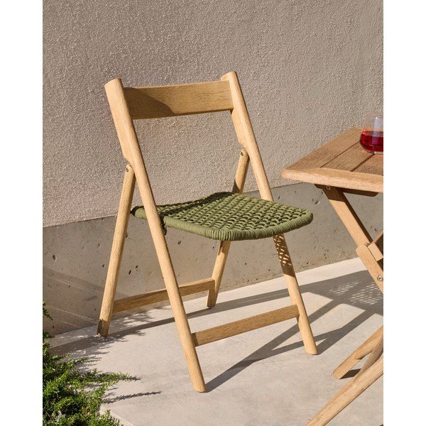 Medžio masyvo sodo kėdė žalios spalvos/natūralios spalvos Dandara – Kave Home-image-1