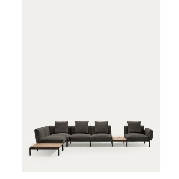 Tamsiai pilkos spalvos iš audinio sodo sofa (su kairiuoju kampu) Sorells – Kave Home-image-2