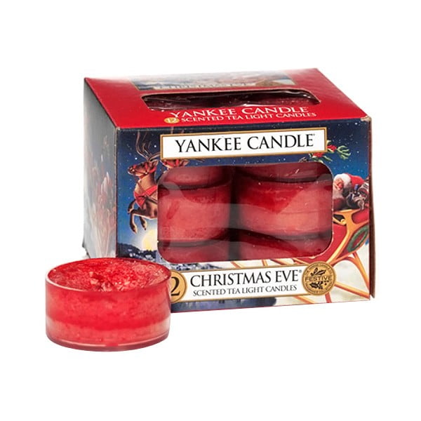 12 Yankee Candle Kalėdų išvakarių kvapiųjų žvakių rinkinys, degimo trukmė 4-6 val.