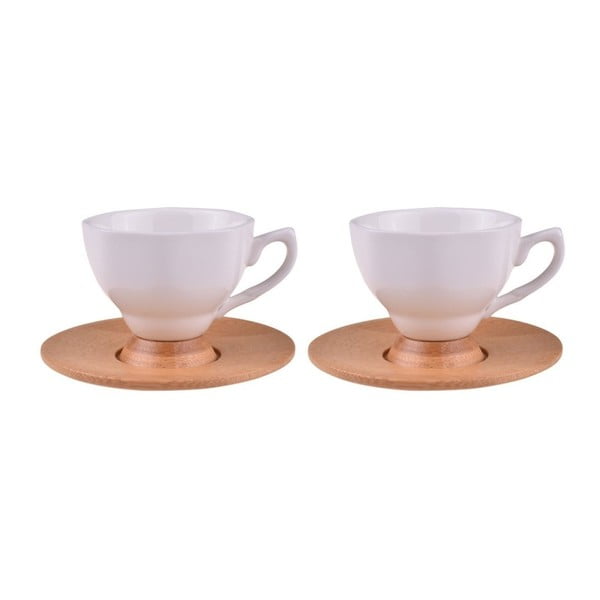 2 porcelianinių puodelių su bambukiniais padėkliukais rinkinys "Bambum La Vita